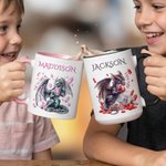 Personalized Dragon Birthstone 11 oz 15 oz Ceramic Mug with Name and Coaster Daily Drinking Birthday Gift for Children Dragon Enthusiasts