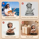 Personalizado 3D Personaje Foto Estatua Adorno con Base y Texto Decoración del Hogar Aniversario Cumpleaños Regalo para la Familia Amigo Guitarrista