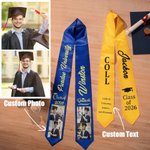 Stola di laurea ricamata unisex personalizzata con testo e foto Classe 2026 Regalo di laurea per laureati