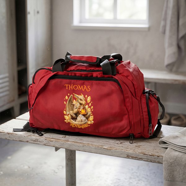 Gepersonaliseerde Dragon Geboortesteen Grote Capaciteit Duffeltas met Naam Verjaardag Team Gift voor American Football Lover
