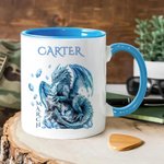 Personalized Dragon Birthstone 11 oz 15 oz Ceramic Mug with Name and Coaster Daily Drinking Birthday Gift for Children Dragon Enthusiasts