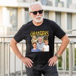 Personalized Retro Bootleg Style 1-5 Photo 100% Cotton T-shirt with Title Father's Day Birthday Gift for Dad Grandfather