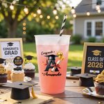 Personalized Graduation Cap Initial Set of 10 Disposable Frosted Plastic Cups with Year Name Celebration Graduation Party Favor for Graduates