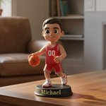 Personalized Photo into 3D Cartoon Athlete Figurine Ornament with Name Desktop Decoration Birthday Team Gift for Sport Lovers