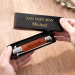 Gepersonaliseerde Opvouwbare Baardkam van Hout en Roestvrij Staal met Gegraveerde Naam en Cadeaudoos Cadeau voor Vaderdag Bruiloften Getuigen Vaders