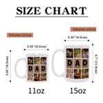 Gepersonaliseerde Vader Negen-Grid Foto's Collage 11 oz 15 oz Multicolor Keramische Mok Vaderdag Verjaardagscadeau voor Vader
