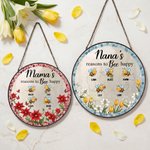 Personalize Wreath 1-6 Bees Suncatcher with Names Window Hanging Home Decor Mother's Day Gift for Mom Grandma