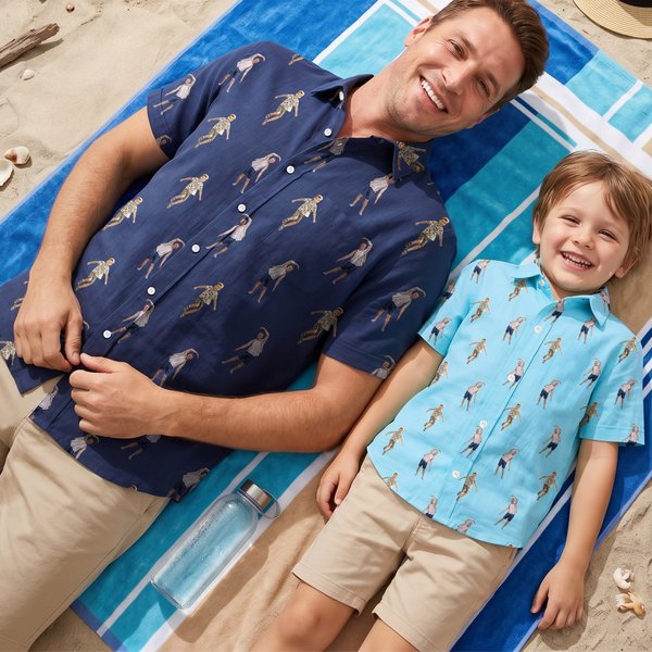 Personalisierte Multi-Color 1-10 Fotos Kind Erwachsene Hawaii-Hemd täglich tragen Strand Party Geburtstag Geschenk für Vater Freund Kinder