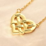 Personalised Intertwined Heart Pendant Necklace with 1-5 Engraved Names Mother's Day Birthday Anniversary Gift for Mom Grandma