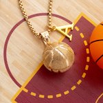 Personalisierte Basketball Hip-Hop-Halskette mit Initial Geburtstag Abschlussfeier Vatertag Geschenk für Basketball-Liebhaber