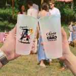 Personalized Graduation Cap Initial Set of 10 Disposable Frosted Plastic Cups with Year Name Celebration Graduation Party Favor for Graduates