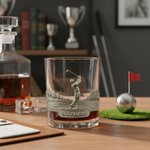 Personalized 2D Metallic Style Print Golf Theme Whiskey Glass with Name Golf Club Birthday Father's Day Gift for Golf Lovers