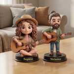 Personalizado 3D Personaje Foto Estatua Adorno con Base y Texto Decoración del Hogar Aniversario Cumpleaños Regalo para la Familia Amigo Guitarrista