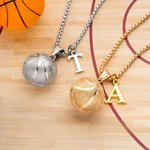 Personalisierte Basketball Hip-Hop-Halskette mit Initial Geburtstag Abschlussfeier Vatertag Geschenk für Basketball-Liebhaber