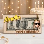 Personalisierte alles Gute zum Geburtstag hölzerne Geldhalter mit Namen und Nummer Geburtstag Geschenk für Freund Kind Familie