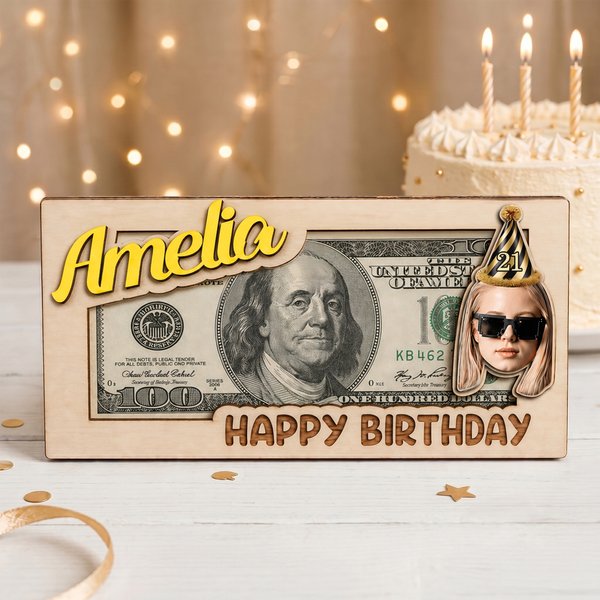 Personalisierte alles Gute zum Geburtstag hölzerne Geldhalter mit Namen und Nummer Geburtstag Geschenk für Freund Kind Familie