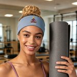 Personalized Pilates Poses Pattern Embroidery Sweat-Proof Headband with Name Fitness Use Birthday Sport Gift for Yoga Lover Pilates Lover