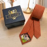 Personalised Pet Photo Patch Tie with Name and Gift Box Birthday Anniversary Father's Day Gift for Man Pet Lover