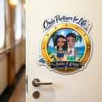 Personalized Cartoon Couple Character Cruise Fridge Magnet with Name Home Decor Birthday Summer Travel Gift for Couple