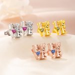 Personalisierte Geburtsstein Liebe Hochland Kuh Halskette Ohrringe Zierliche Schmuck täglich tragen Geburtstagsgeschenk für Frauen Hochland Kuh Liebhaber