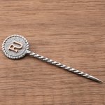 Personalized Cattle Brand Turquoise Initials Western Style Cowboy Toothpick Hat Pin Birthday Anniversary Gift for Cowboy Man