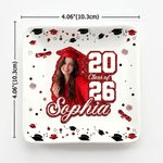 Personalised Graduation Cap Photo Square Ceramic Trinket Jewellery Dish with Name and Year Graduation Party Decoration Favors for Graduates