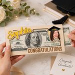 Personalisierte Klasse von 2026 Graduation Cap Foto hölzerne Geldhalter mit Namen und Jahr Graduierung Geschenk für Absolventen