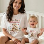 Camiseta y body para bebé personalizados de 100% algodón con nombre y diseño primer Día de la Madre regalo de cumpleaños para mujeres y bebés