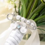 Personlig Initial Shell Charm Safety Brosch Något Blå Pin med Hjärta Hänge Bröllop Jubileum Present till Brud