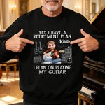 Personalized Multicolor Guitar Cartoon Character T-shirt Sweatshirt Hoodie with Name Daily Wear Birthday Gift for Music Lovers Friends