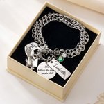 Personalized Bachelor Cap Birthstone Graduation Charm Bracelet with Engraved Year and Name Graduation Birthday Gift for High School College Graduates