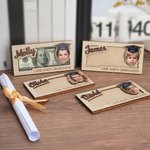 Personalised Graduation Cap Photo Wooden Money Holder with Name and Year Graduation Ceremony Party Gift for Graduates Classmates Friends