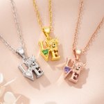 Personalisierte Geburtsstein Liebe Hochland Kuh Halskette Ohrringe Zierliche Schmuck täglich tragen Geburtstagsgeschenk für Frauen Hochland Kuh Liebhaber