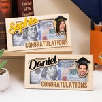Personalisierte Klasse von 2026 Graduation Cap Foto hölzerne Geldhalter mit Namen und Jahr Graduierung Geschenk für Absolventen