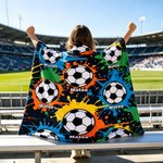 Personnalisé Graffiti Soccer Noir Doux Couverture avec Nom Décoration Maison Anniversaire Jeu Jour Cadeau pour Enfants Soccer Lovers