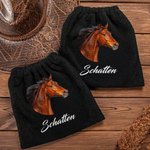Personalisierte Steigbügelschoner mit eigenem Foto und Namen | Fleece | 2-teiliges Set | Sattelschutz | Reitsport Geburtstag Geschenk für Reiter