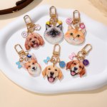 Personalized Paw Heart Bone Pet Photo Keychain with Initial Bag Charm Birthday Daily Decor Gift for Pet Owners Animal Lovers