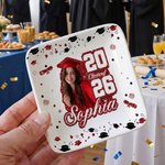 Personalised Graduation Cap Photo Square Ceramic Trinket Jewellery Dish with Name and Year Graduation Party Decoration Favors for Graduates