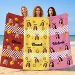 Personlig flerfärgad emoji Roligt ansiktsfoto Snabbtorkande strandhandduk med namn Semester Pool Partygåva för familj Vänner | Callie × emoji ™