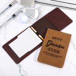 Personalized Best Dad Ever Leather Golf Scorecard Holder Yardage Book Cover with Kid Name Father’s Day Birthday Gift for Golf Lover