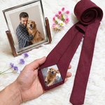 Personalised Pet Photo Patch Tie with Name and Gift Box Birthday Anniversary Father's Day Gift for Man Pet Lover