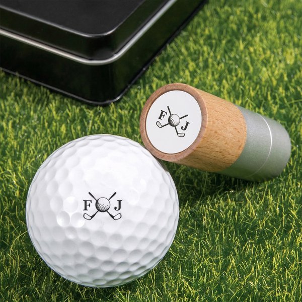 Personalisierte Golf-Thema Monogramm Golfball Stempel mit Namen und Tin Box Golf Club Game Day Geburtstagsgeschenk für Golfliebhaber
