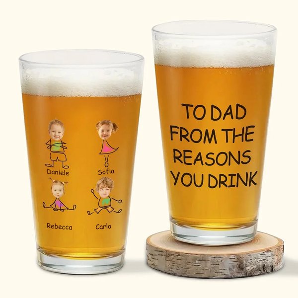 Bicchiere da birra personalizzato con nome e ritratto foto, design divertente 