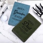 Personalized Best Dad Ever Leather Golf Scorecard Holder Yardage Book Cover with Kid Name Father’s Day Birthday Gift for Golf Lover