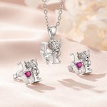 Personalisierte Geburtsstein Liebe Hochland Kuh Halskette Ohrringe Zierliche Schmuck täglich tragen Geburtstagsgeschenk für Frauen Hochland Kuh Liebhaber