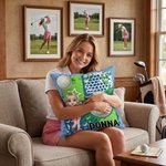 Funda de cojín personalizada con el nombre de un personaje de dibujos animados de golf para decoración del hogar Regalo de equipo para jugadores de golf