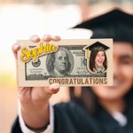 Personalisierte Klasse von 2026 Graduation Cap Foto hölzerne Geldhalter mit Namen und Jahr Graduierung Geschenk für Absolventen