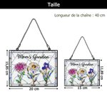 Ornement en acrylique personnalisé avec nom et fleurs de naissance - Cadeau d'anniversaire et fête des Mères pour maman et grand-mère