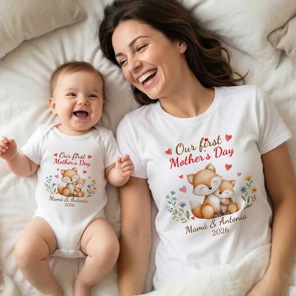 Camiseta y body para bebé personalizados de 100% algodón con nombre y diseño primer Día de la Madre regalo de cumpleaños para mujeres y bebés