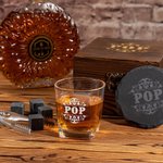 Personalised Retro Title Pattern Whiskey Glass 4 Stones Wooden Box Set Father's Day Birthday Anniversary Gift for Men